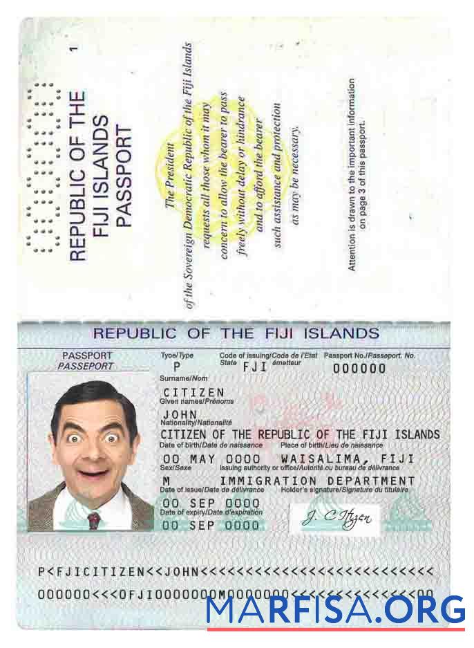 Printable Fiji passport template